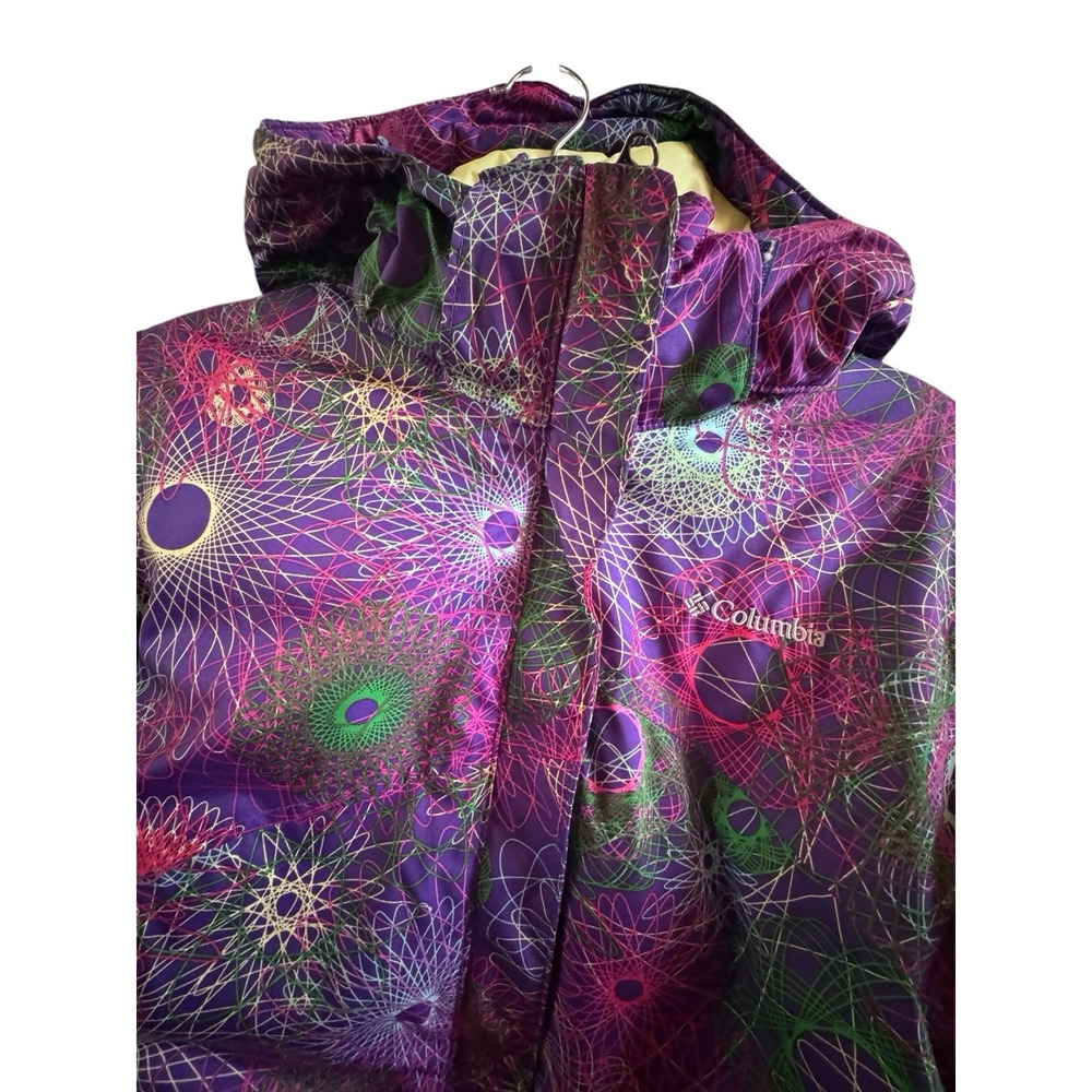 Columbia Omni Tech Girls Sz 14-16 Ski Hooded Coat Sirograph Purple Design - Picture 4 of 12